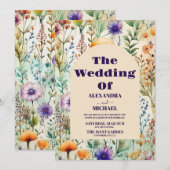 Elegant Waterverf Wildflower Weddenschap Kaart (Voorkant / Achterkant)