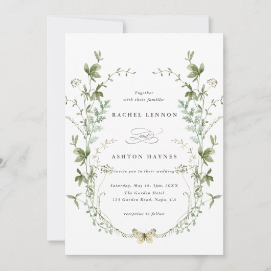 Elegant Waterverf Wildflower Weddenschap Kaart (Voorkant)