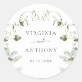 Elegant Waterverf Wildflower Weddenschap Ronde Sticker (Voorkant)