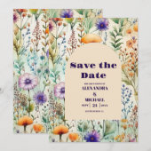 Elegant Waterverf Wildflower Weddenschap Save The Date (Voorkant / Achterkant)