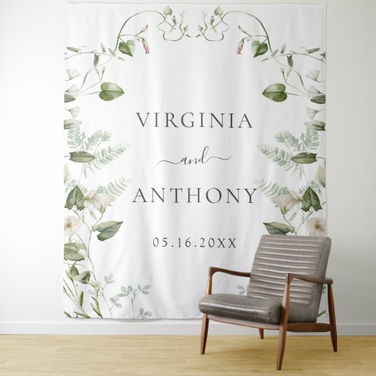 Elegant Waterverf Wildflower Weddenschap Wandkleed (In situ)