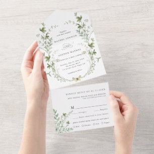 Elegant Waterverf Wildflower Wedding All In One Uitnodiging