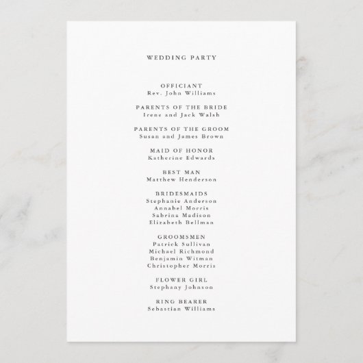 Elegant Waterverf Wildflower Wedding Ceremony Programmakaart (Achterkant)