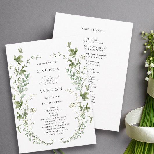 Elegant Waterverf Wildflower Wedding Ceremony Programmakaart