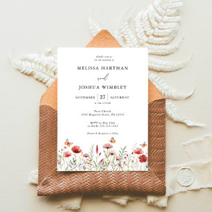 Elegant Waterverf Wildflower Wedding Kaart