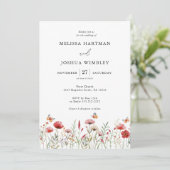 Elegant Waterverf Wildflower Wedding Kaart (Staand voorkant)
