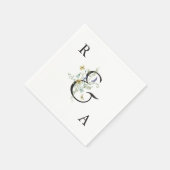 Elegant Waterverf Wildflower Wedding Monogram Servet (Hoek)