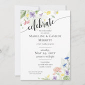 Elegant Waterverf Wildflower Wedding Reception Kaart (Voorkant)