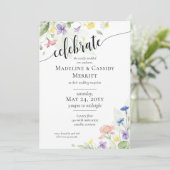 Elegant Waterverf Wildflower Wedding Reception Kaart (Staand voorkant)