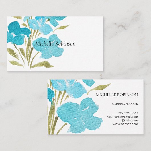 Elegant Waterverf Wildfowers Professional Visitekaartje (Voorkant / Achterkant)