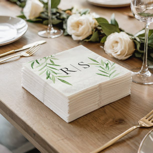 Elegant Waterverf wilg Vrijgezellenfeest monogram Servet