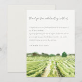 Elegant Waterverf Winery Vineyard Vrijgezellenfees Bedankkaart (Voorkant / Achterkant)