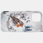 Elegant Waterverf Winter American Robin Case-Mate iPhone Case (Achterkant (horizontaal))