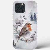 Elegant Waterverf Winter American Robin Case-Mate iPhone Case (Achterkant)