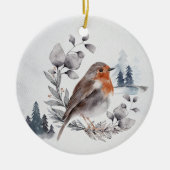 Elegant Waterverf Winter American Robin Keramisch Ornament (Voorkant)