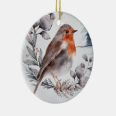 Elegant Waterverf Winter American Robin Keramisch Ornament (Rechts)