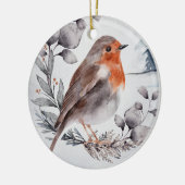 Elegant Waterverf Winter American Robin Keramisch Ornament (Links)
