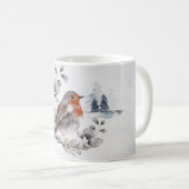 Elegant Waterverf Winter American Robin Koffiemok (Voorkant rechts)