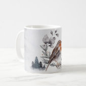 Elegant Waterverf Winter American Robin Koffiemok (Voorkant links)