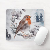 Elegant Waterverf Winter American Robin Muismat (Met muis)