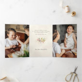 Elegant Waterverf Winter Berries & Greenery Foto Drieluik Wenskaart (Binnen)