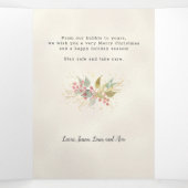 Elegant Waterverf Winter Berries & Greenery Foto Drieluik Wenskaart (Binnenkant midden)