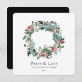 Elegant Waterverf Winter Berry Greenery Wreath Feestdagenkaart (Voorkant / Achterkant)