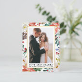 Elegant Waterverf Winter Floral Love and Bedankt Briefkaart (Staand voorkant)