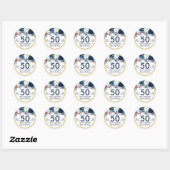 Elegant Waterverf Winter Flowers 50th Birthday Ronde Sticker (Vel)