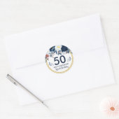 Elegant Waterverf Winter Flowers 50th Birthday Ronde Sticker (Envelop)