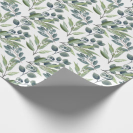 Elegant Waterverf Winter Foliage Kerstmis Cadeaupapier
