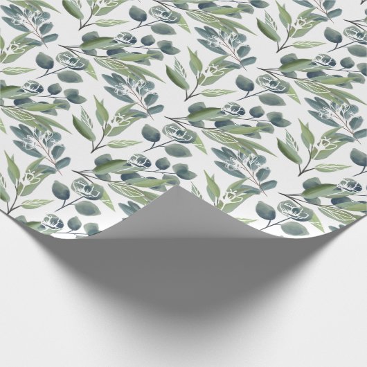 Elegant Waterverf Winter Foliage Kerstmis Cadeaupapier (Hoek)
