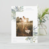Elegant Waterverf Winter Foliage Single Photo Feestdagenkaart (Staand voorkant)
