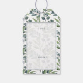 Elegant Waterverf Winter Foliage Wreatmonogram Cadeaulabel (Achterkant)