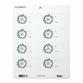 Elegant Waterverf Winter Foliage Wreatmonogram Etiket (Full Sheet)