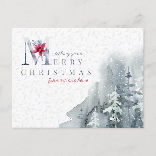 Elegant Waterverf Winter Forest Change of Address Briefkaart (Voorkant)