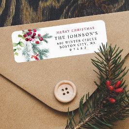 Elegant Waterverf Winter Greenery Return Address Etiket