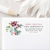 Elegant Waterverf Winter Greenery Return Address Etiket (Insitu)