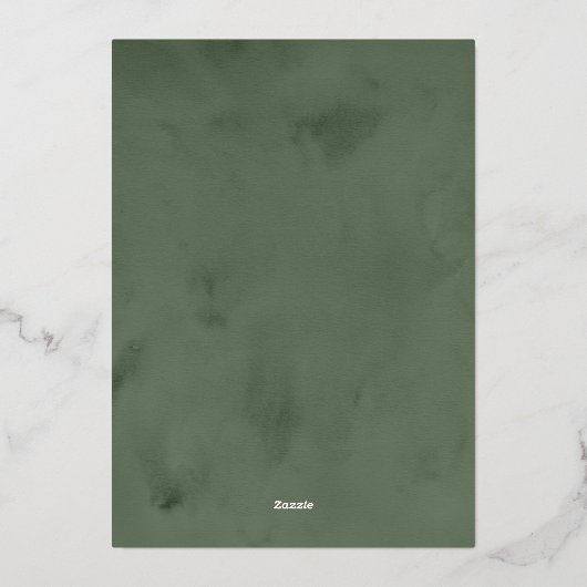 Elegant Waterverf Winter Greenery Wedding Folie Uitnodiging (Achterkant)