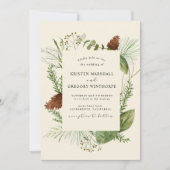 Elegant Waterverf Winter Greenery Wedding Kaart (Voorkant)