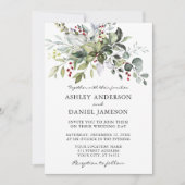 Elegant Waterverf Winter Greenery Wedding Kaart (Voorkant)