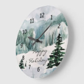Elegant Waterverf Winter Happy Holiday Wall klok (Hoek)