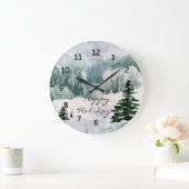 Elegant Waterverf Winter Happy Holiday Wall klok (Huis)