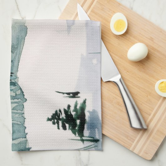 Elegant Waterverf Winter Kerstbomen sneeuw Theedoek (Quarter Fold)