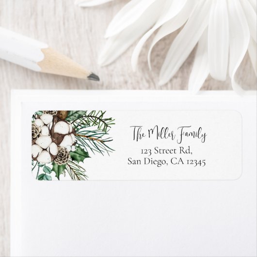 Elegant Waterverf Winter Kerstmis Adres Etiket (Insitu)