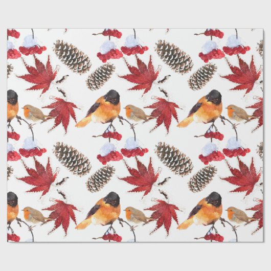 Elegant Waterverf Winter Pattern Cadeaupapier (Vlak)