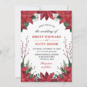 Elegant Waterverf Winter Red Poinsettia Wedding Kaart (Voorkant)