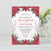 Elegant Waterverf Winter Red Poinsettia Wedding Kaart (Staand voorkant)
