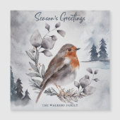 Elegant Waterverf Winter Robin Bird Magnetic Card (Voorkant)