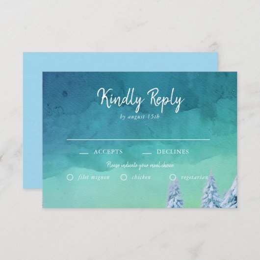 Elegant Waterverf Winter Sneeuwmaaltijden RSVP C (Voorkant / Achterkant)